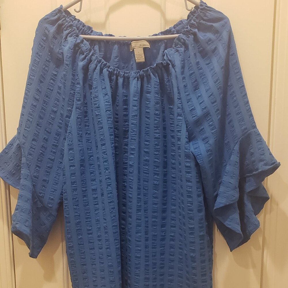 By Design Blue Blouse 3/4 Sleeves NWOT Never Worn Size‎ L